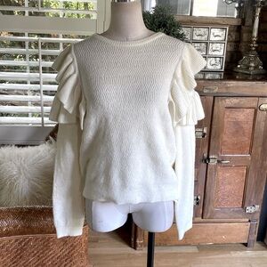 English Factory White Ruffle Sweater